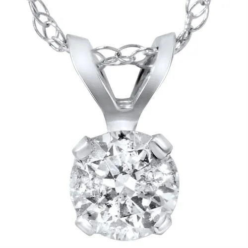 1 1/2ct Round Brilliant Cut Solitaire Diamond Pendant 14K White Gold & 18" Chain