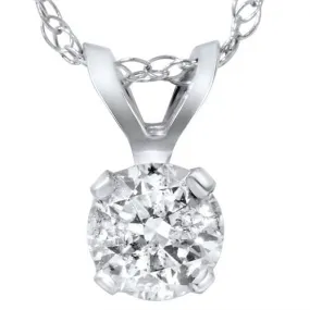 1 1/2ct Round Brilliant Cut Solitaire Diamond Pendant 14K White Gold & 18" Chain