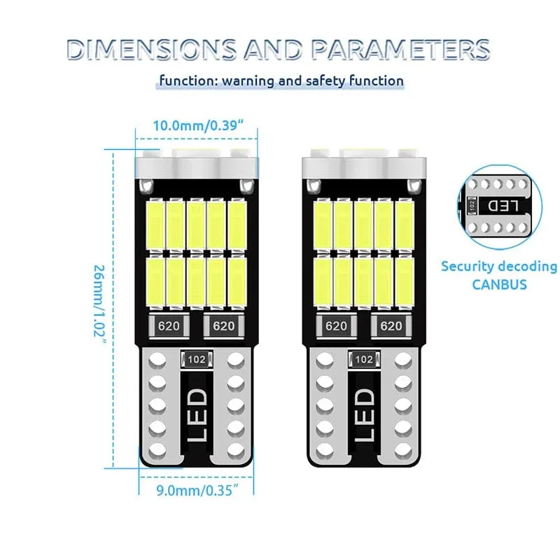 100x T10 Led Canbus W5W Led Car Interior Light 26led 4014smd 194 168 620 No Error Reading Dome Light Instrument Plate Lamp 6000K