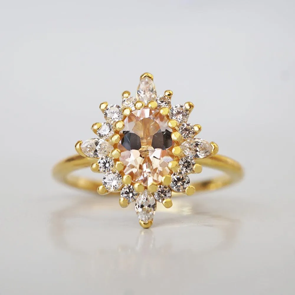 14K Beatrice Oval Morganite Ring