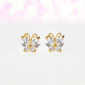 14k Fine Milky Butterfly Studs