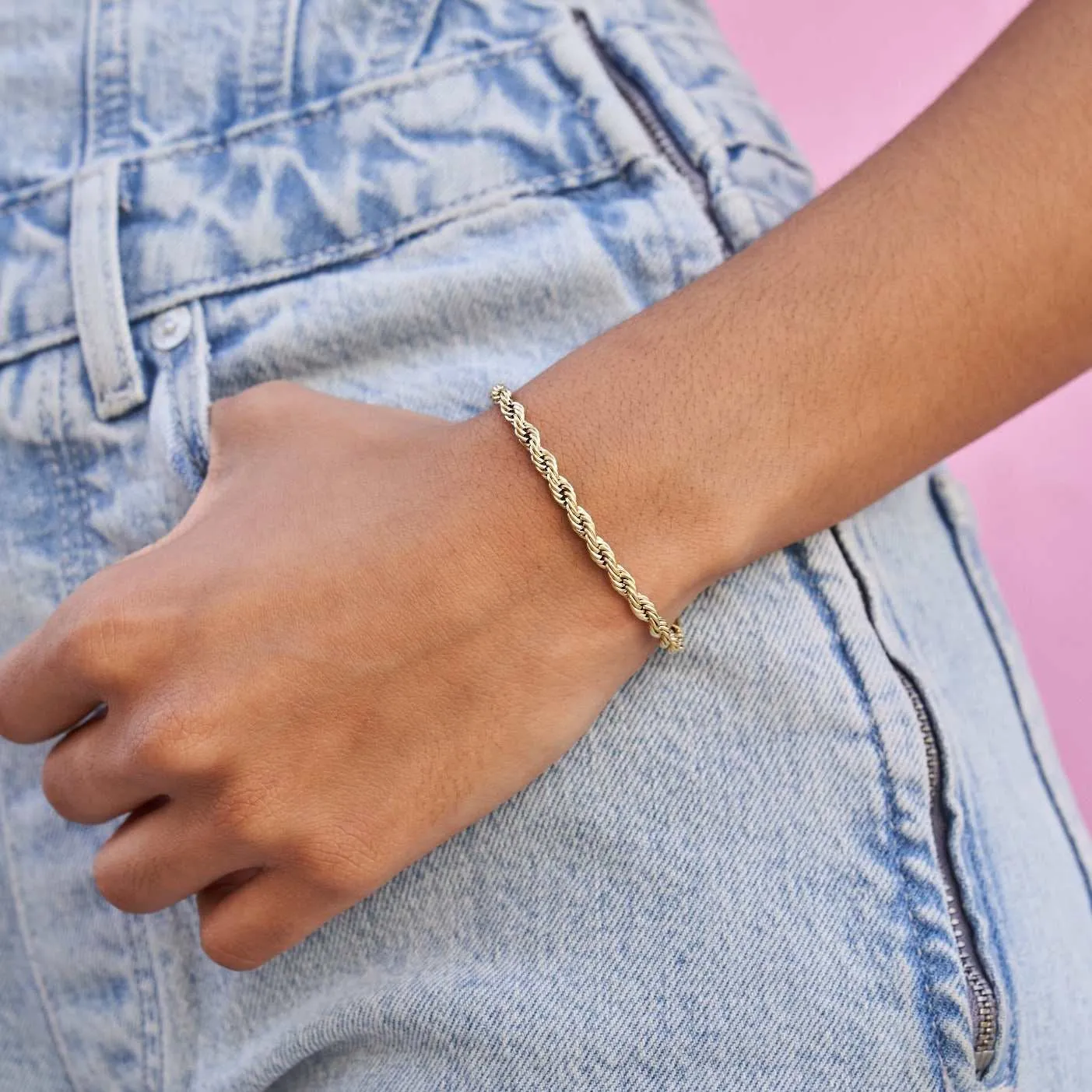 14k Solid Gold Rope Bracelet (4mm)