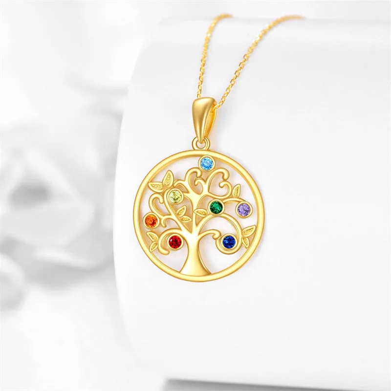 14K Solid Gold Tree of Life Pendant Necklace 14K Real Gold Jewelry Anniversary Mother's Day Birthday Gifts for Women Girls