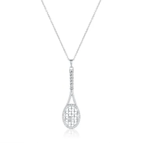 14Kt White Gold and Diamond Framed Tennis Racquet Pendant