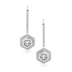 18ct White Gold Hexagon Diamond Earrings