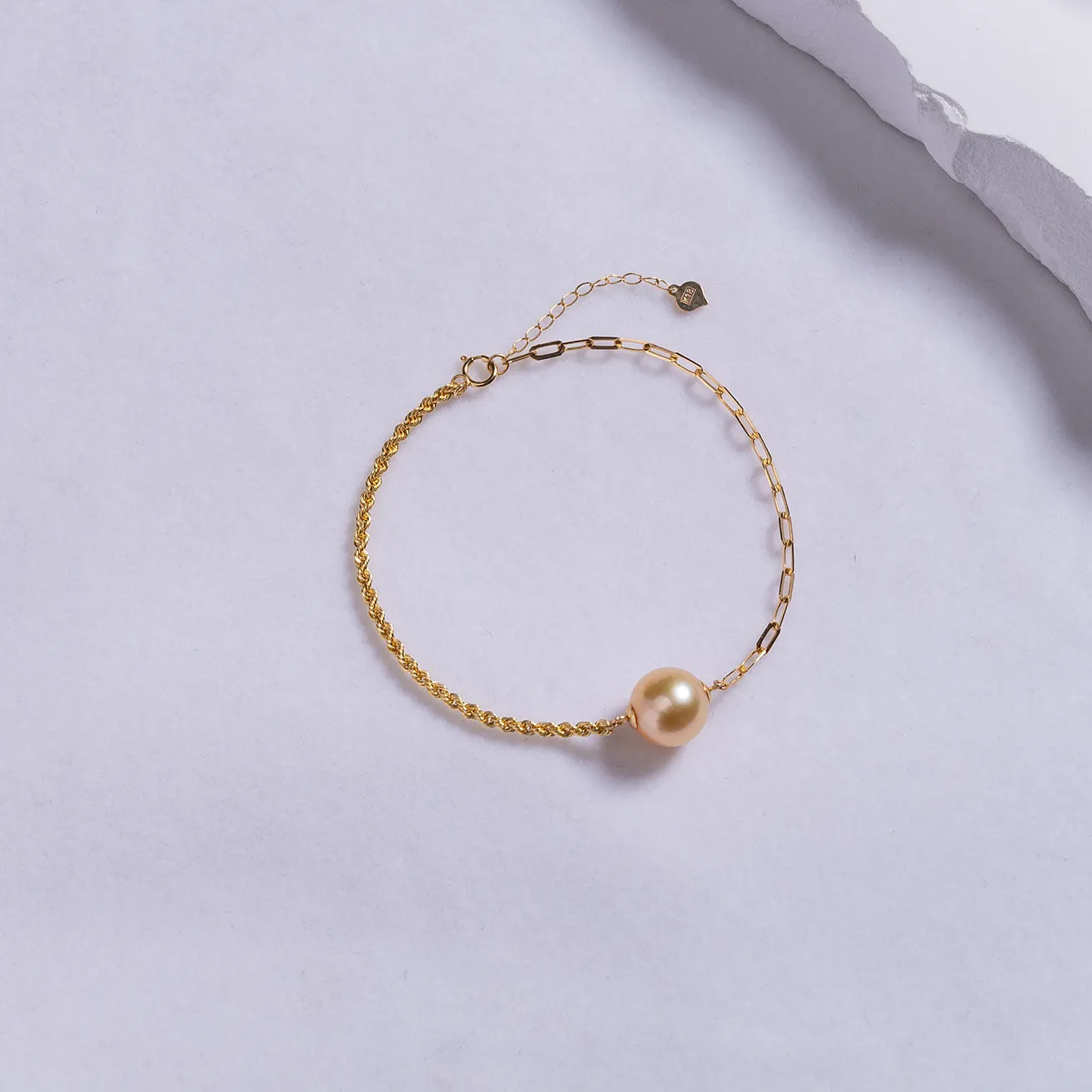 18K Solid Gold Golden South Sea Pearl Bracelet KB00021