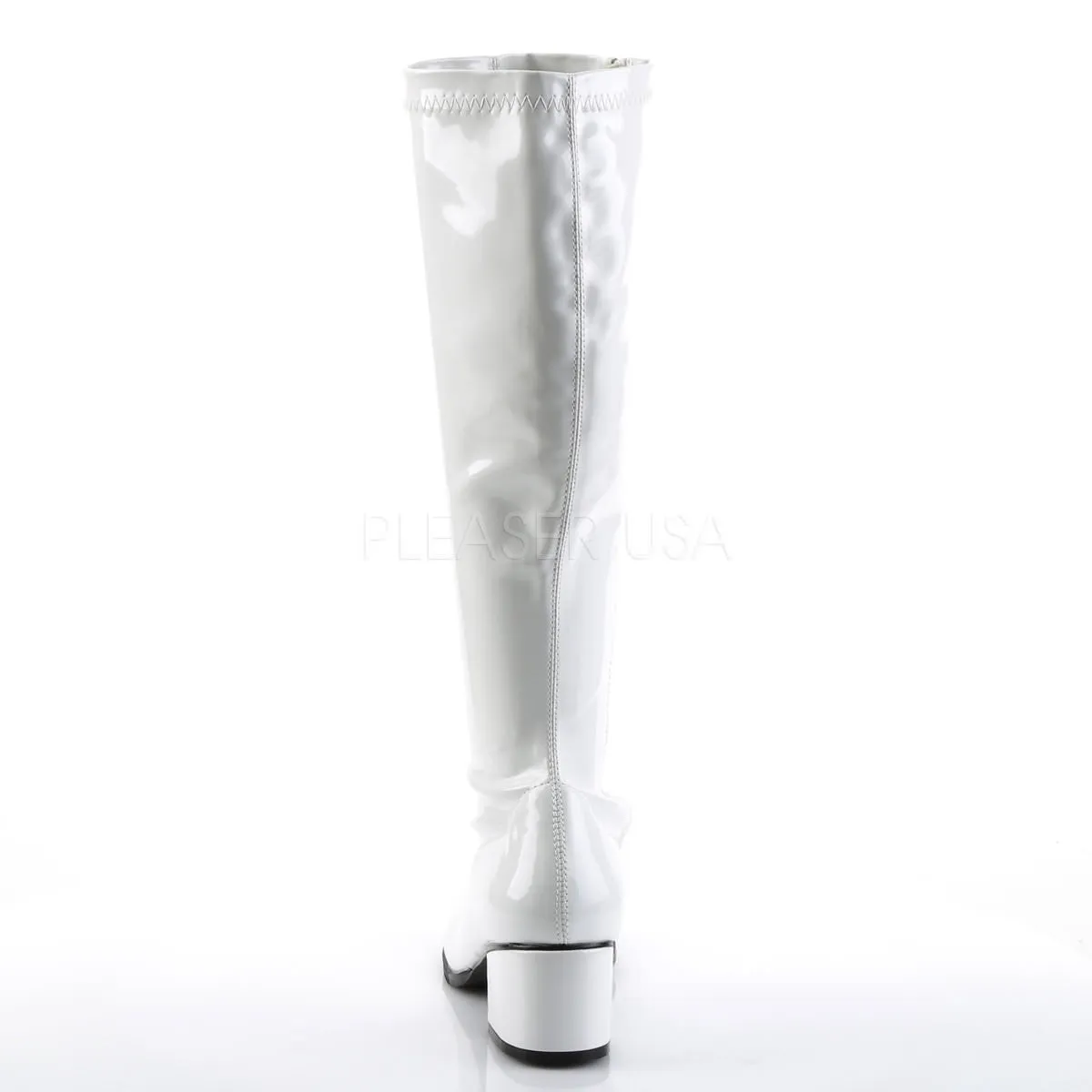 2 Inch Heel RETRO-300 White Stretch Patent