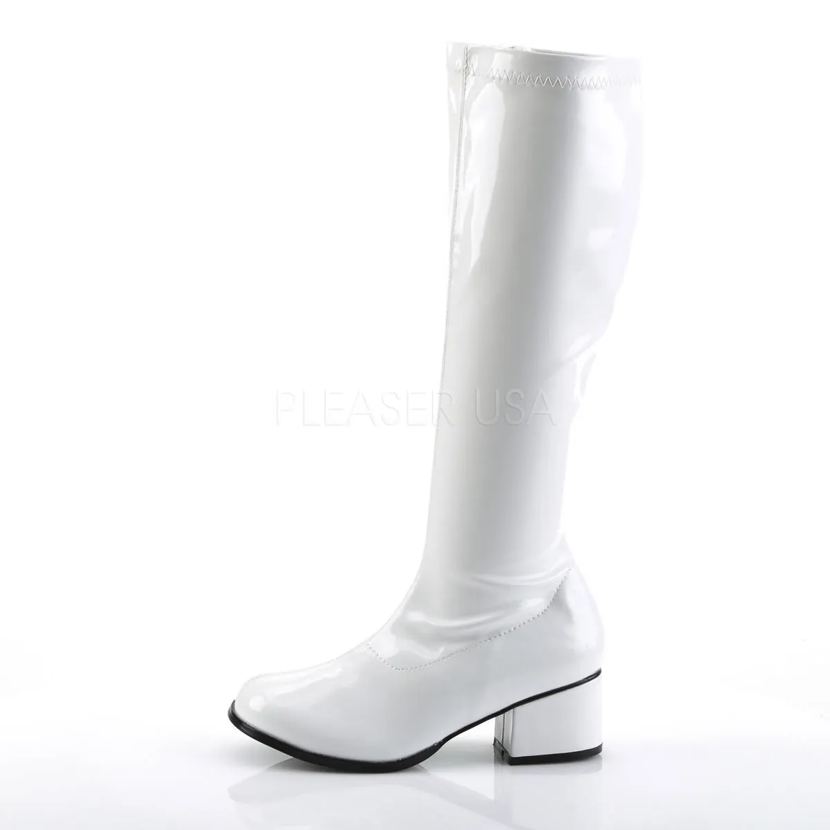 2 Inch Heel RETRO-300 White Stretch Patent