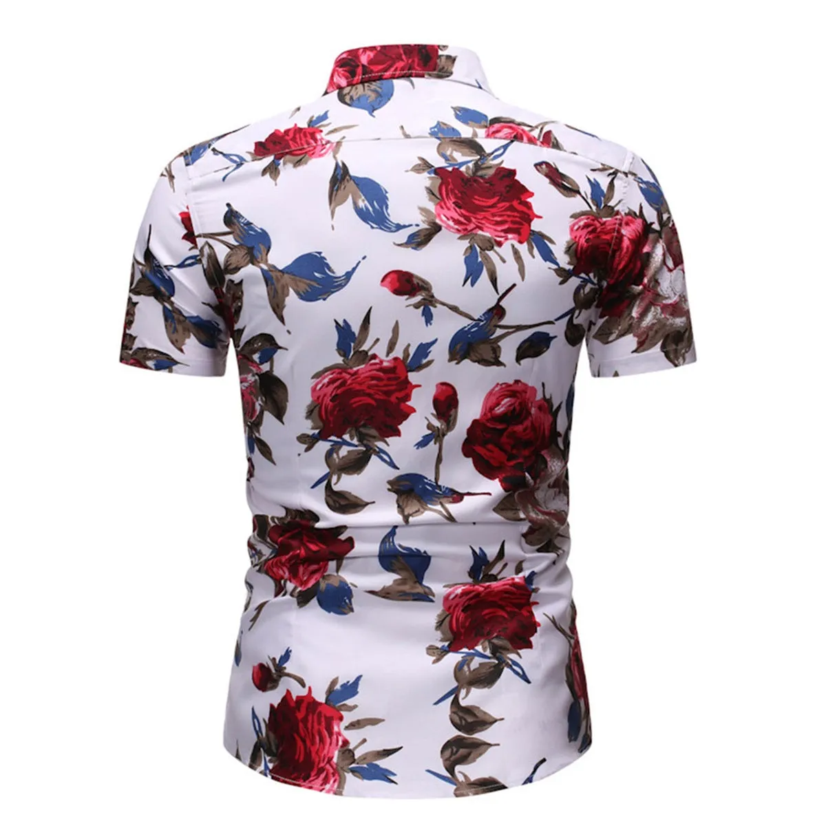 2-Piece Hawaii Red Floral Print Style Summer Suit White