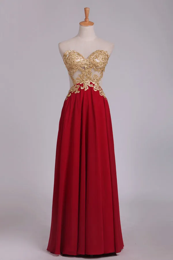 2024 Sexy Open Back Sweetheart With Applique Chiffon Prom Dresses P2QKZJ4H