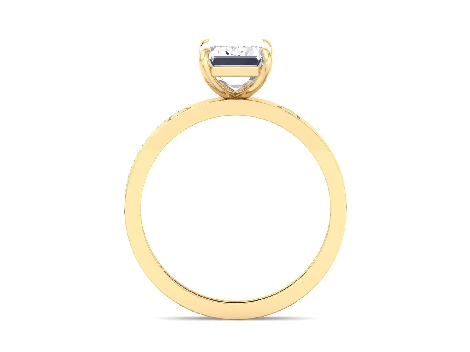 2.0CT Emerald Cut Solitaire Engagement Ring in Solid Yellow14k/18k Gold / Love Wedding Band Ring