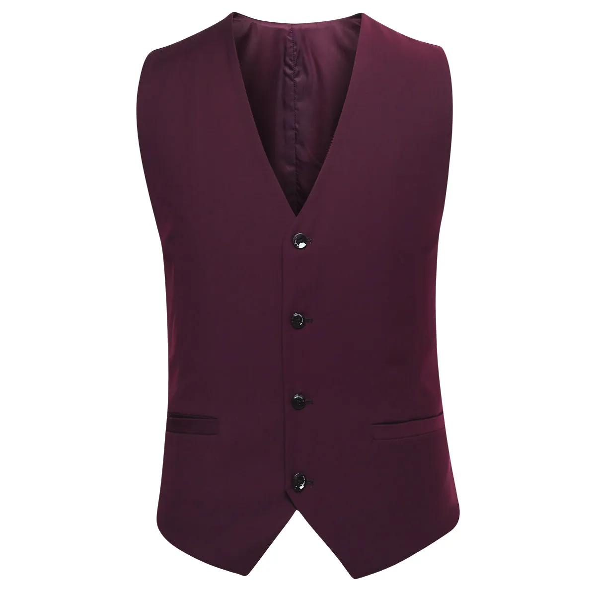 3-Piece Slim Fit Classic Casual Maroon Suit Dark Red