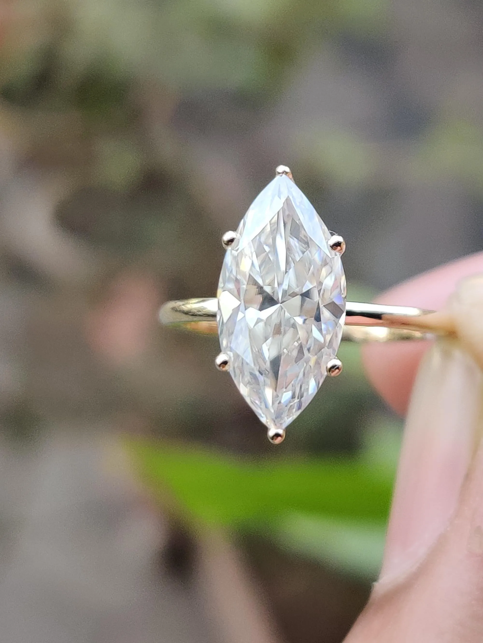 3ct Marquise Moissanite Engagement Ring