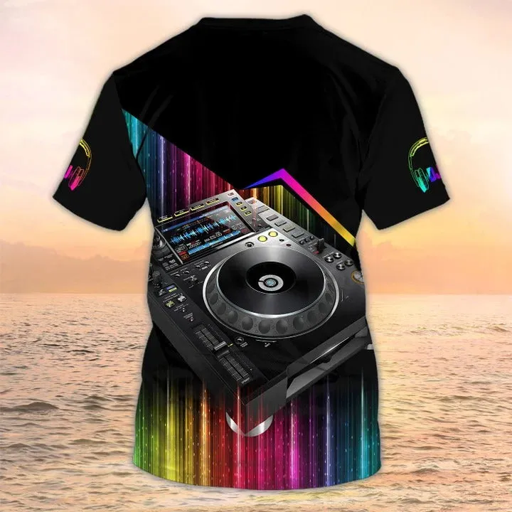 3D All Over Print DJ Design Shirt Neon Light Custom Disc Jockey Tshirt