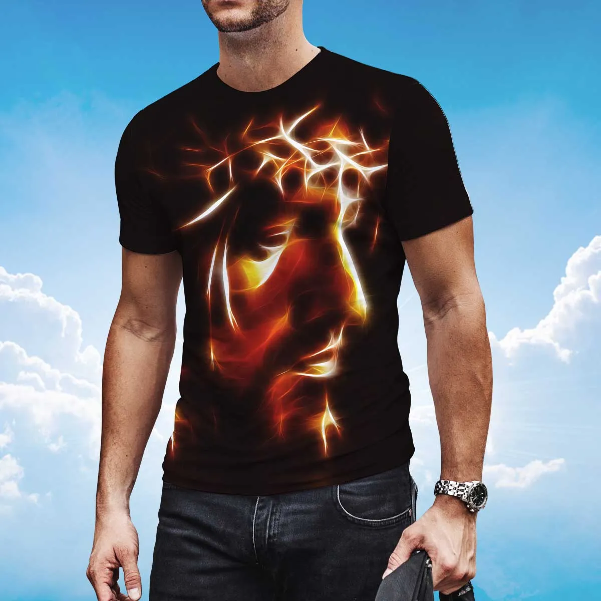 3D All Over Print Jesus Lightning T Shirt Coolspod