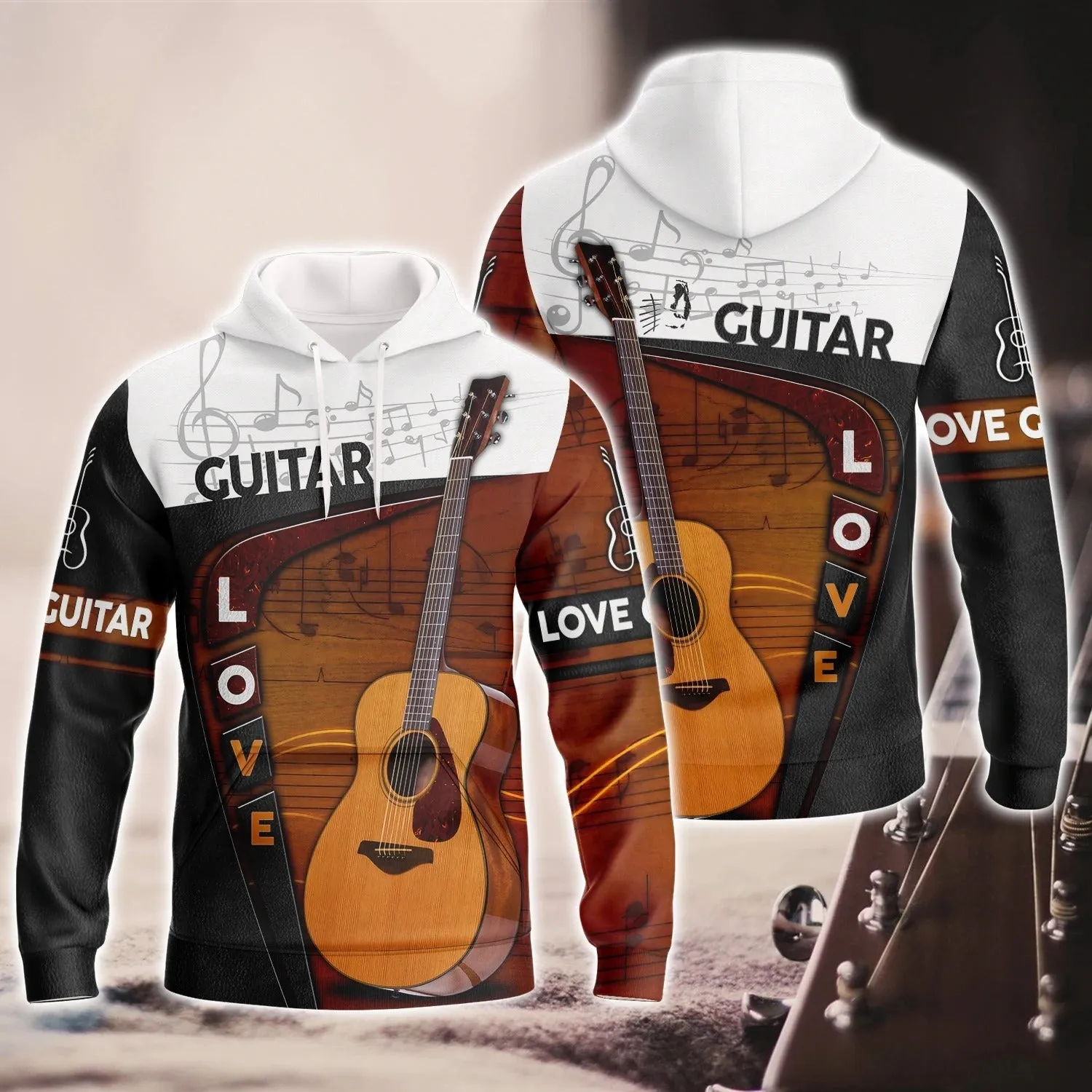 3D All Over Print T Shirt Love Guitar For Guitarist, Gift For Guitar Lover, Guitar Sublimation Shirt Hoodie