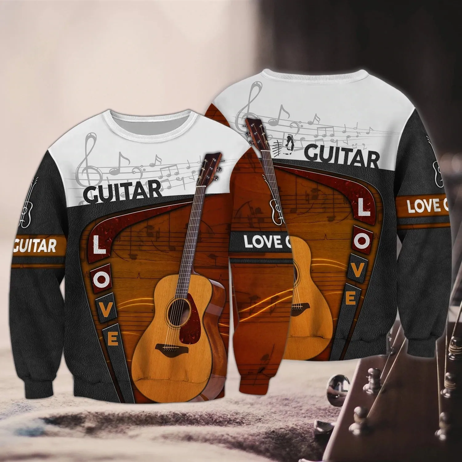 3D All Over Print T Shirt Love Guitar For Guitarist, Gift For Guitar Lover, Guitar Sublimation Shirt Hoodie