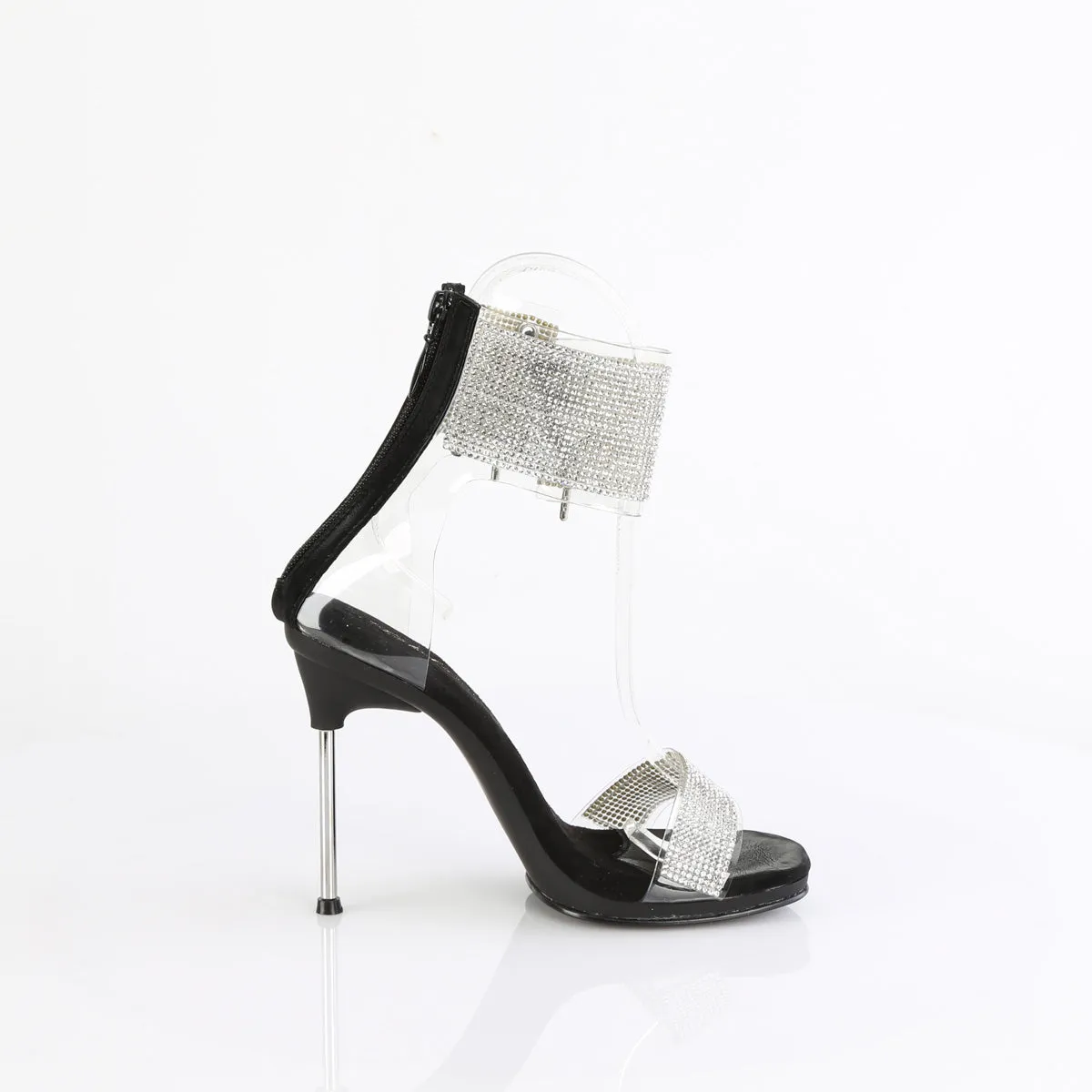 4 Inch Heel CHIC-47 Clear Black Rhinestone