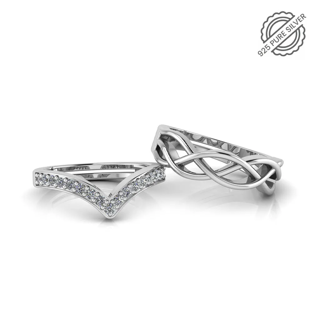 925 Pure Starling Silver Wave V Ladies Special and Celtic Knot Couple's Ring