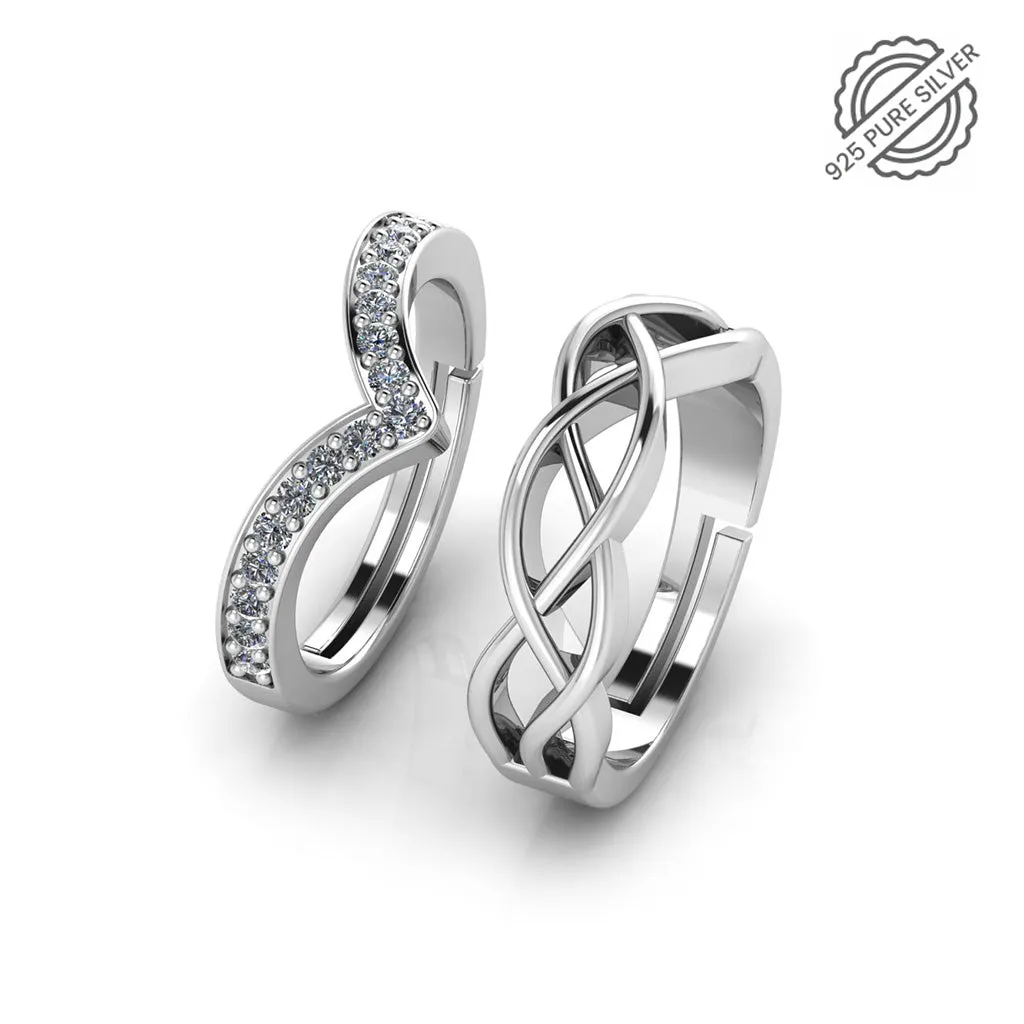 925 Pure Starling Silver Wave V Ladies Special and Celtic Knot Couple's Ring