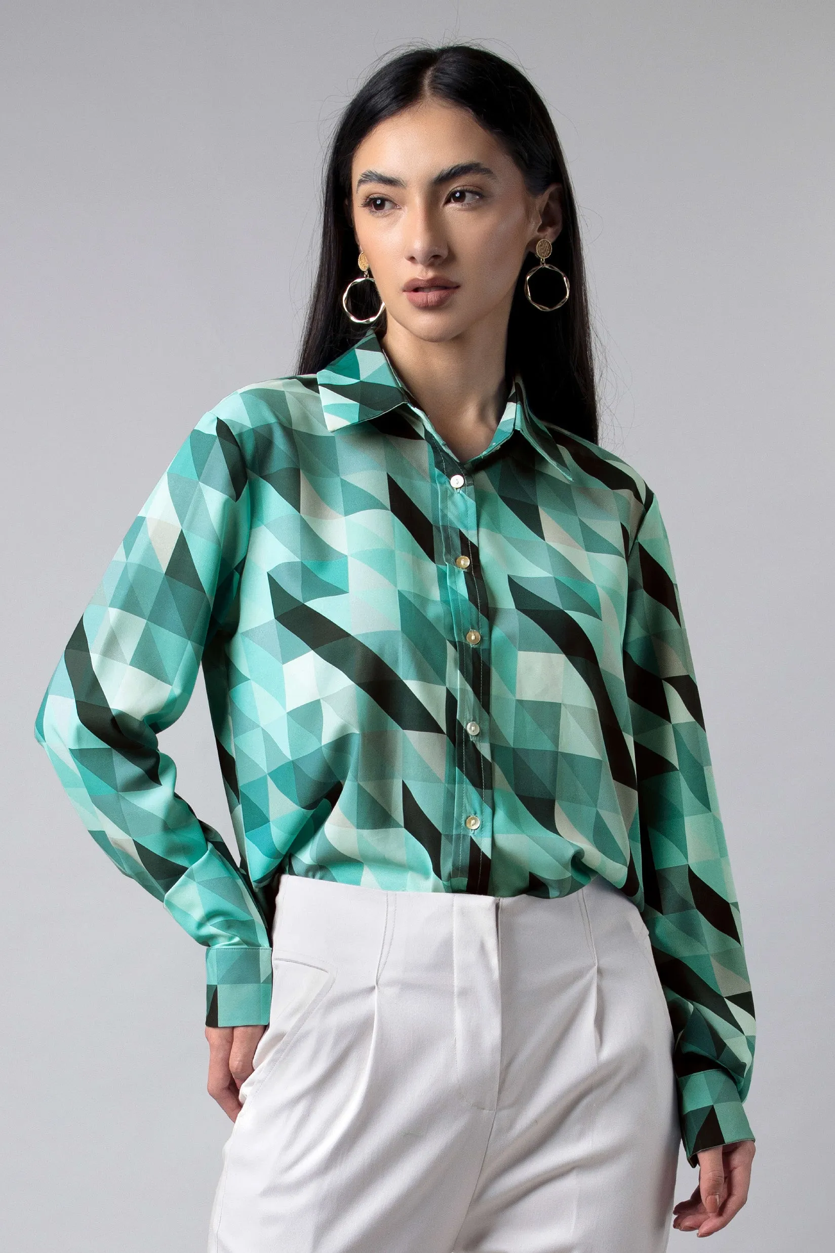 Abstract Regular Fit Casual Shirt