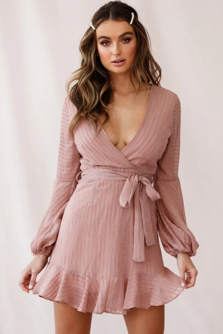 Adelaide Long Balloon Sleeve Wrap Dress Rose