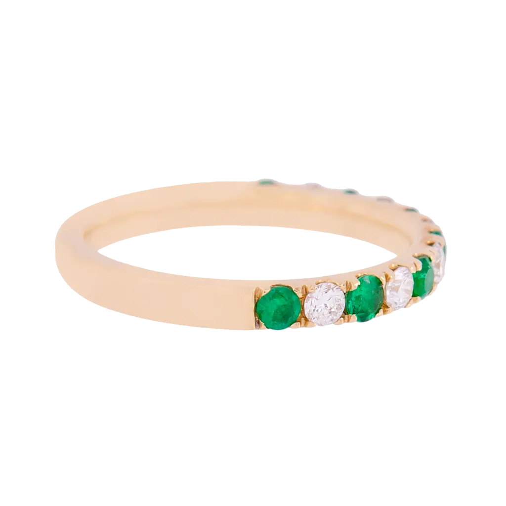 Alternating Emerald and Diamond Band