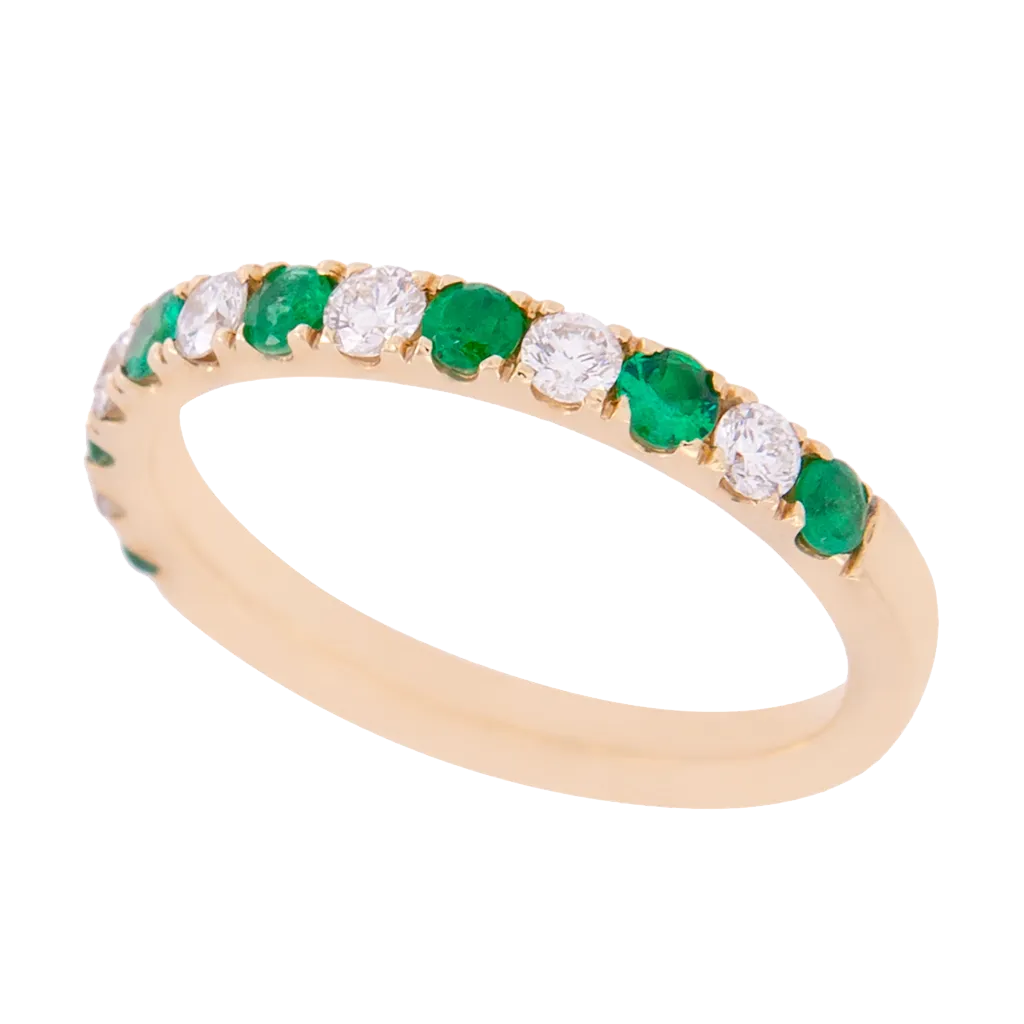 Alternating Emerald and Diamond Band