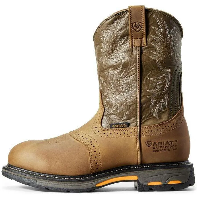 Ariat Men's WorkHog 10" Comp Toe WP Western Work Boot - Aged Bark - 10008635