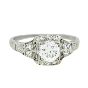 Art Deco Platinum Diamond Engagement Ring 0.59ct