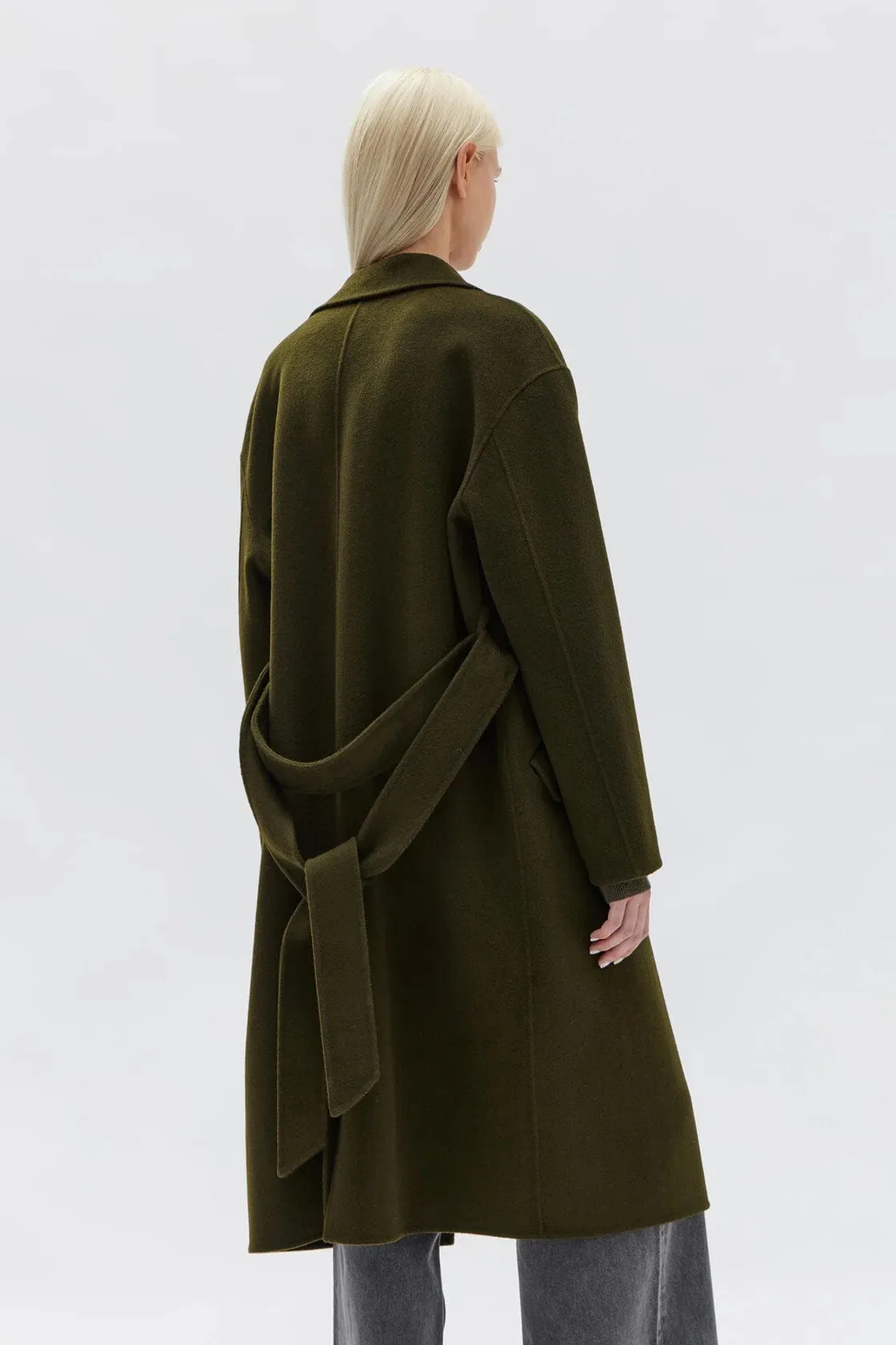 Assembly Label Sadie Single Breasted Wool Coat- Forest