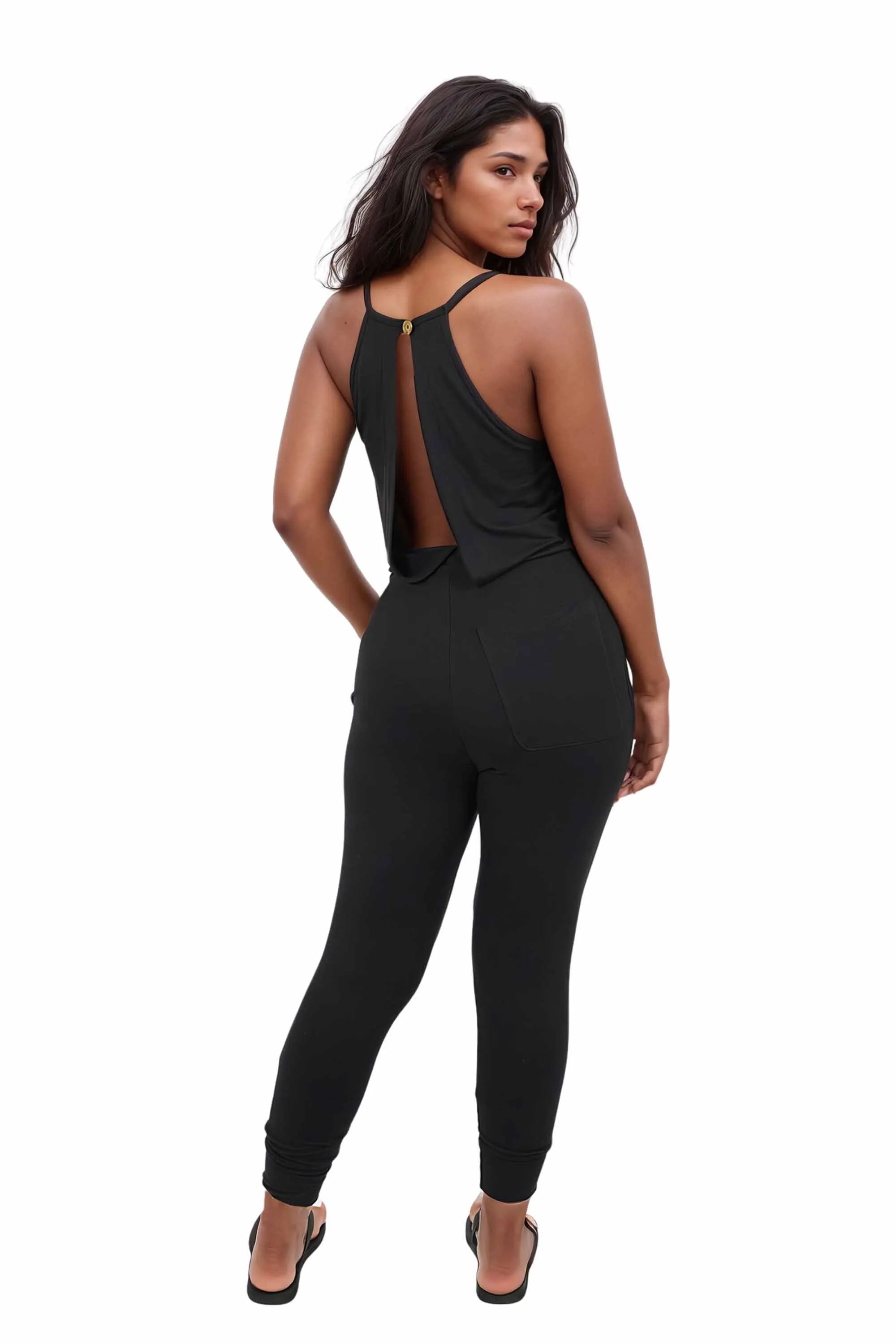 Athens Womens Black Casual Jumpsuit