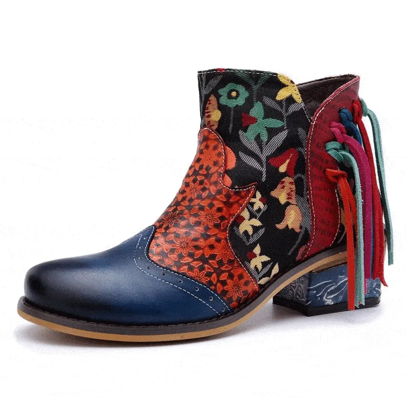 BABAKUD Printed Ethnic Tassel Jacquard Casual Fashion Women's Boots 36-42