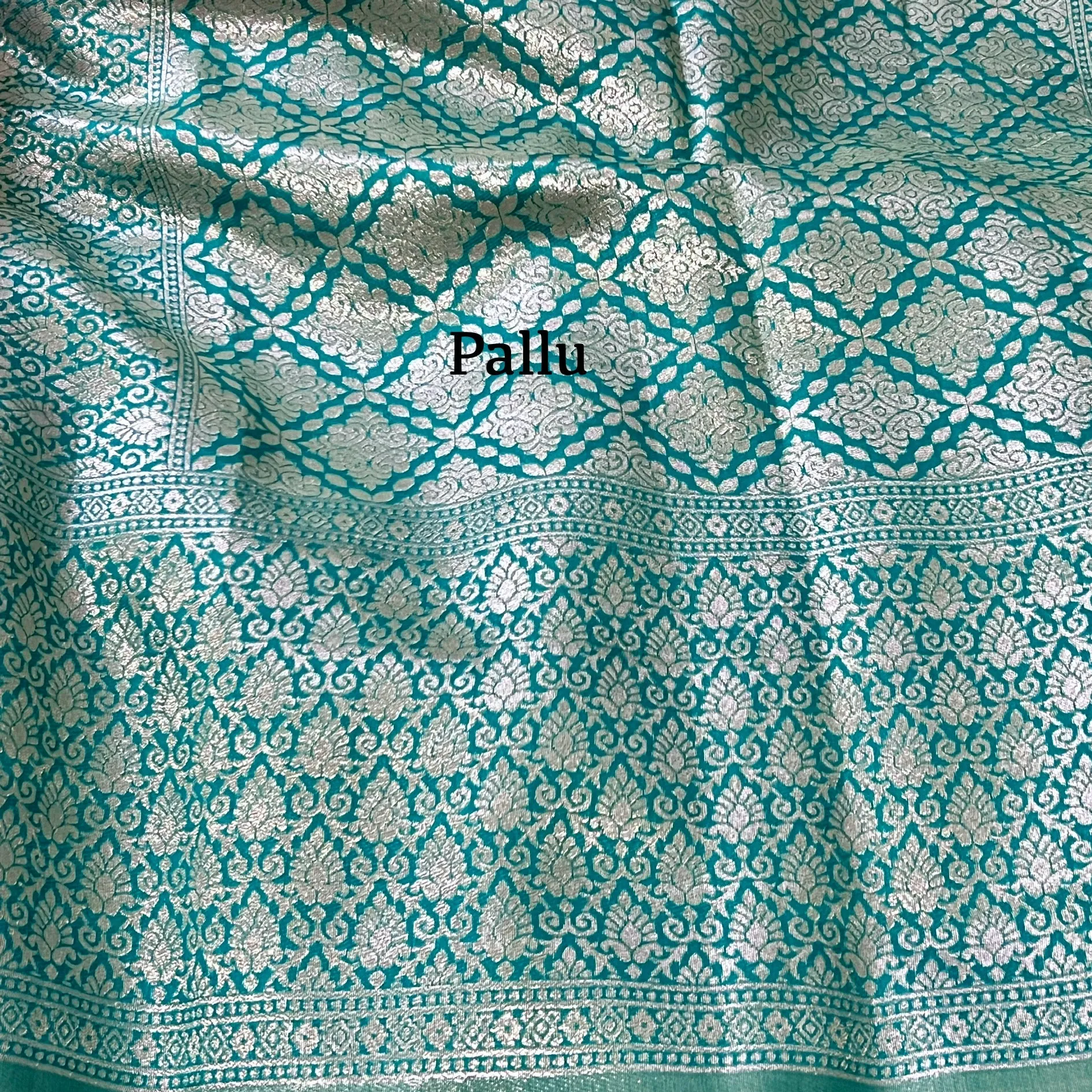 Baby Pink & Turquoise Soft Banarasi Chanderi Saree with Stitched blouse