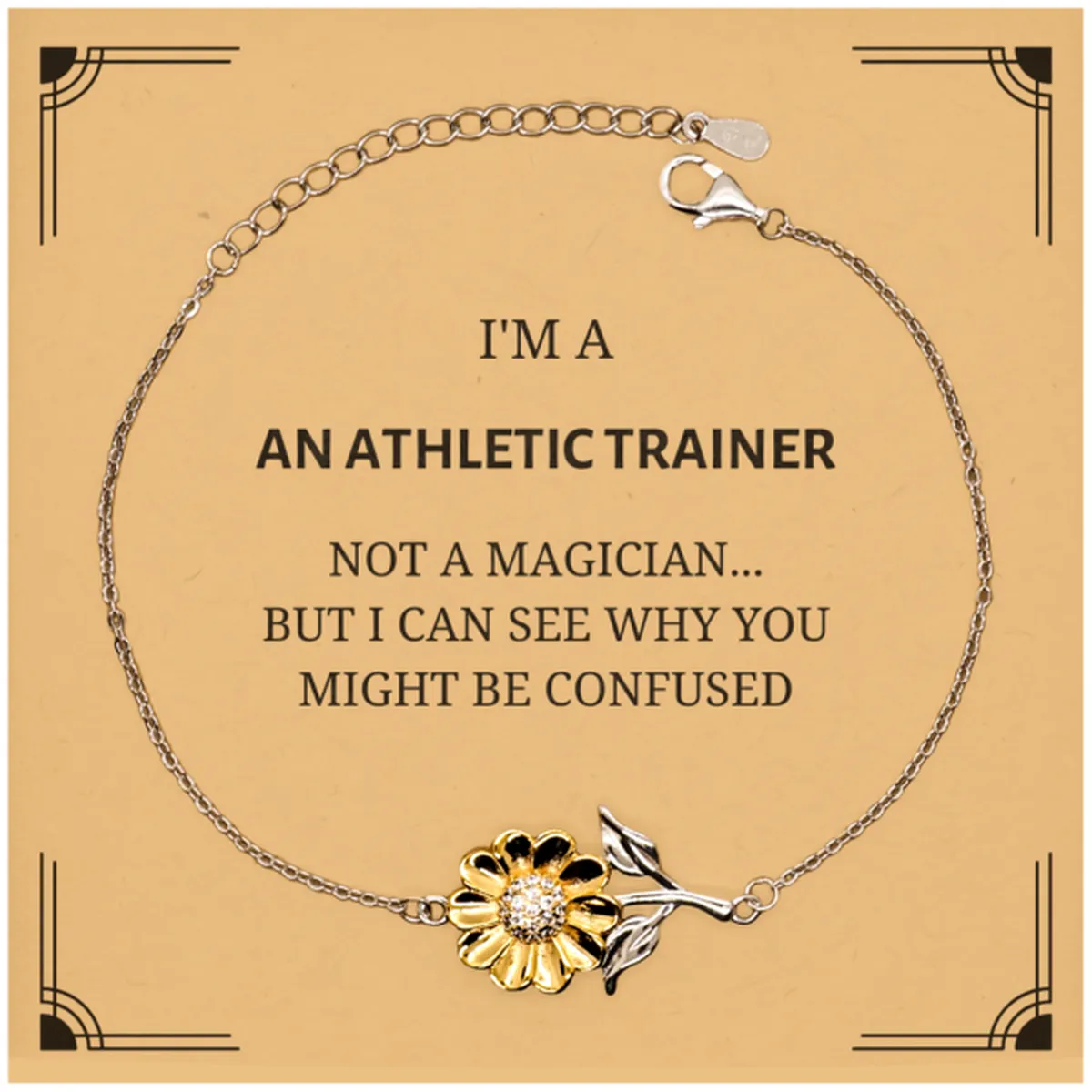 Badass Athletic Trainer Gifts, I'm Athletic Trainer not a magician, Sarcastic Sunflower Bracelet for Athletic Trainer Birthday Christmas for  Men, Women, Friends, Coworkers