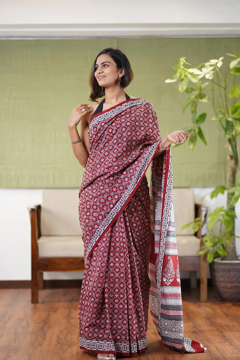 Bagh Hand Block Printed Cotton Saree