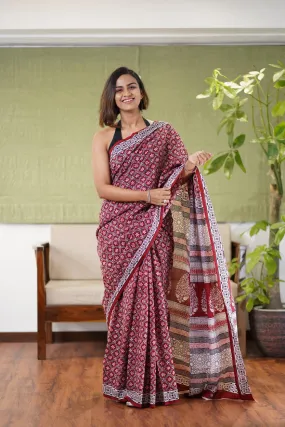 Bagh Hand Block Printed Cotton Saree