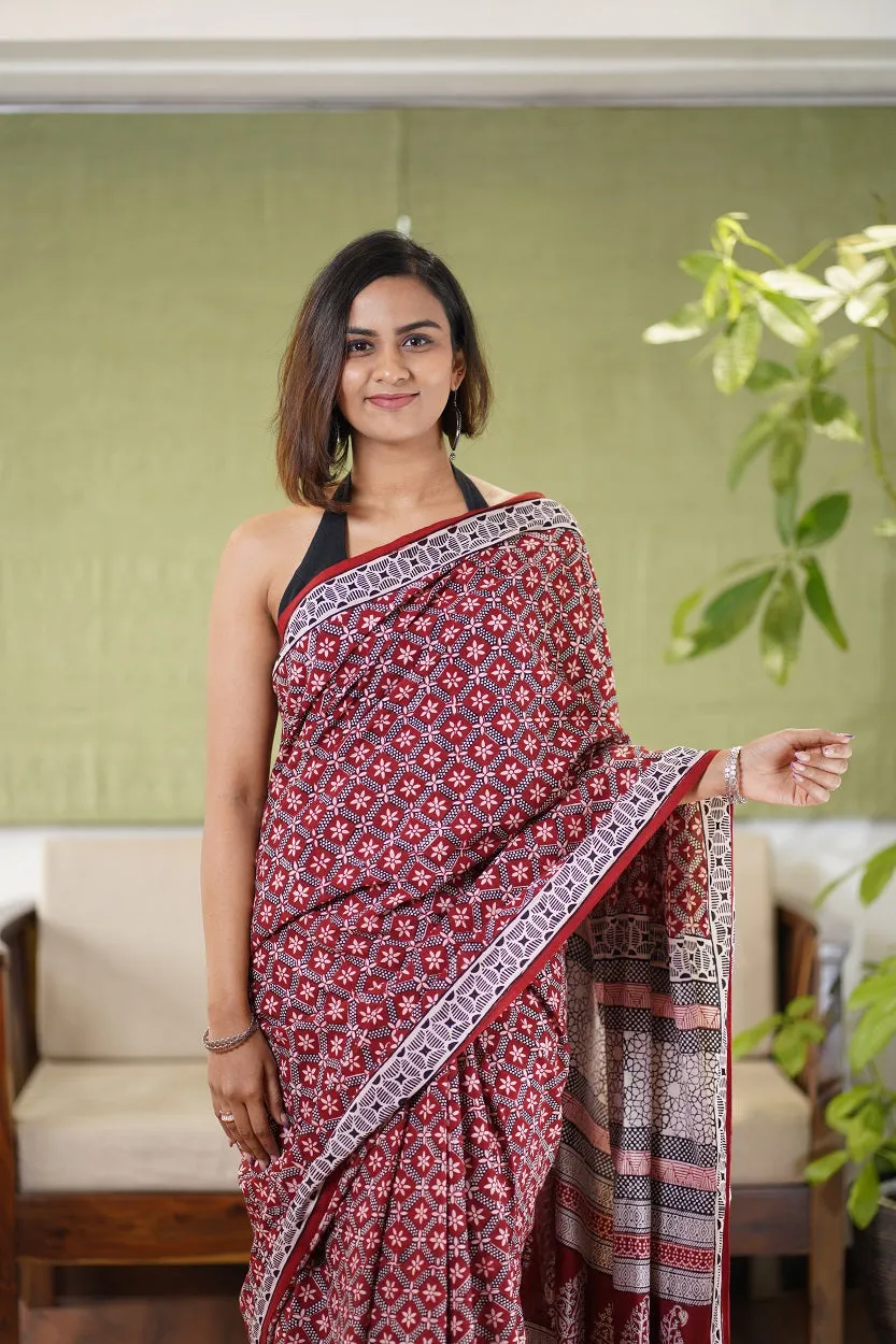 Bagh Hand Block Printed Cotton Saree