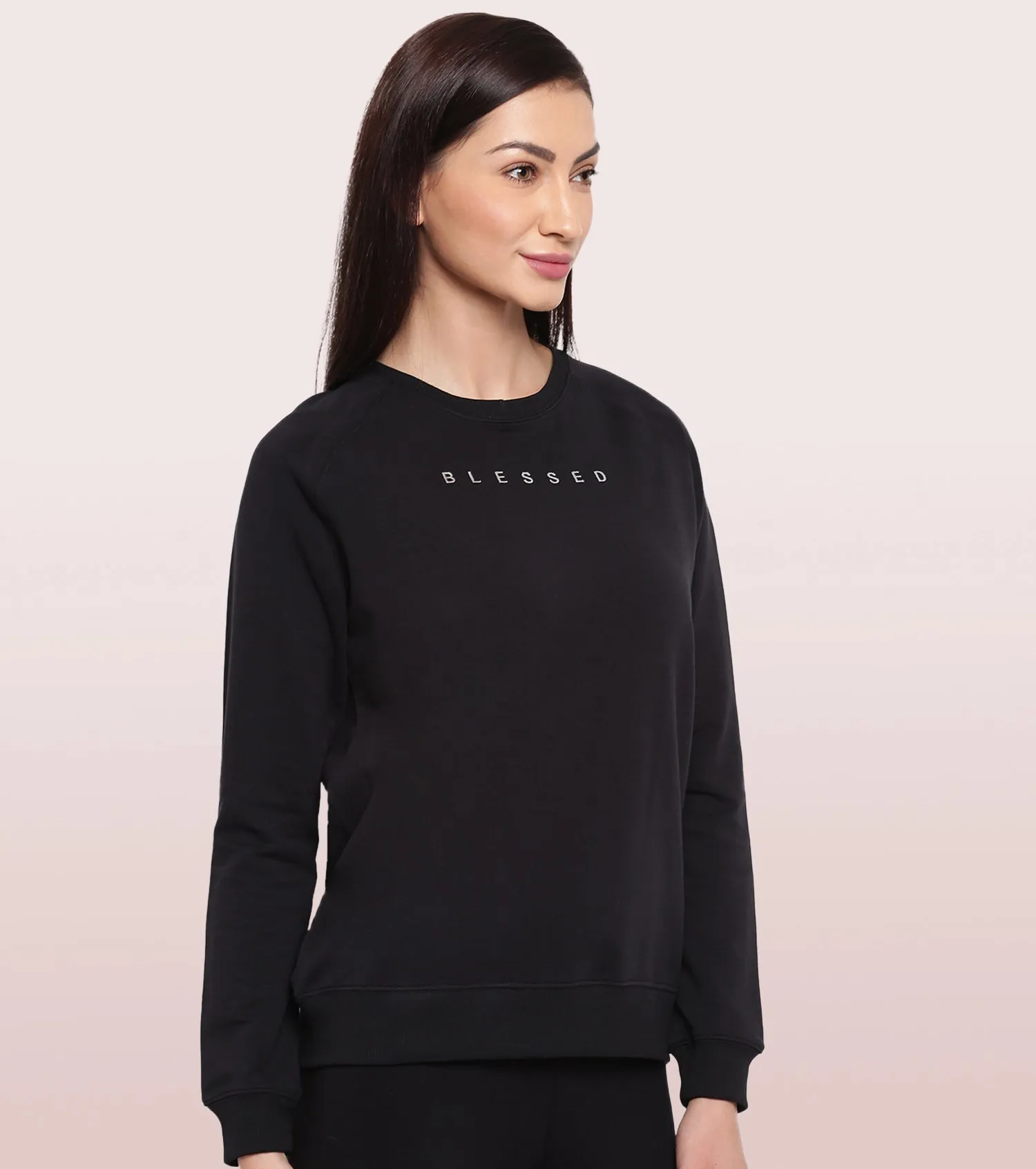 Basic Sweat | Long Sleeve Basic Pop Over Sweatshirt With Mindful Graphic