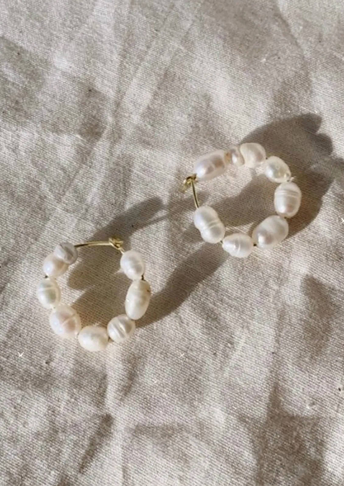 Beaded Pearl Hoop Earrings