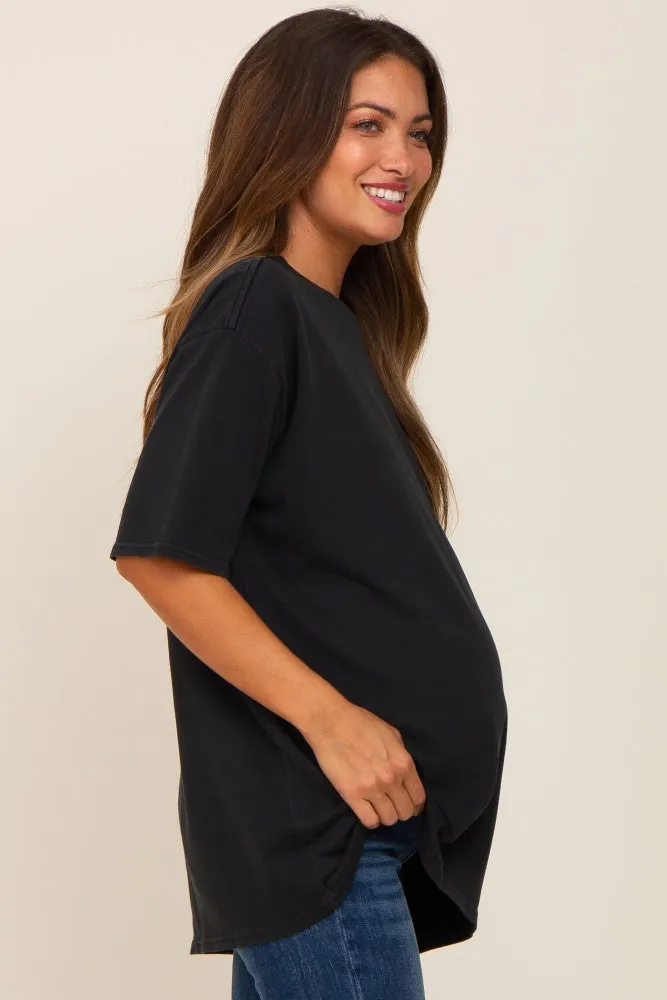 Black Basic Oversized Maternity T-Shirt