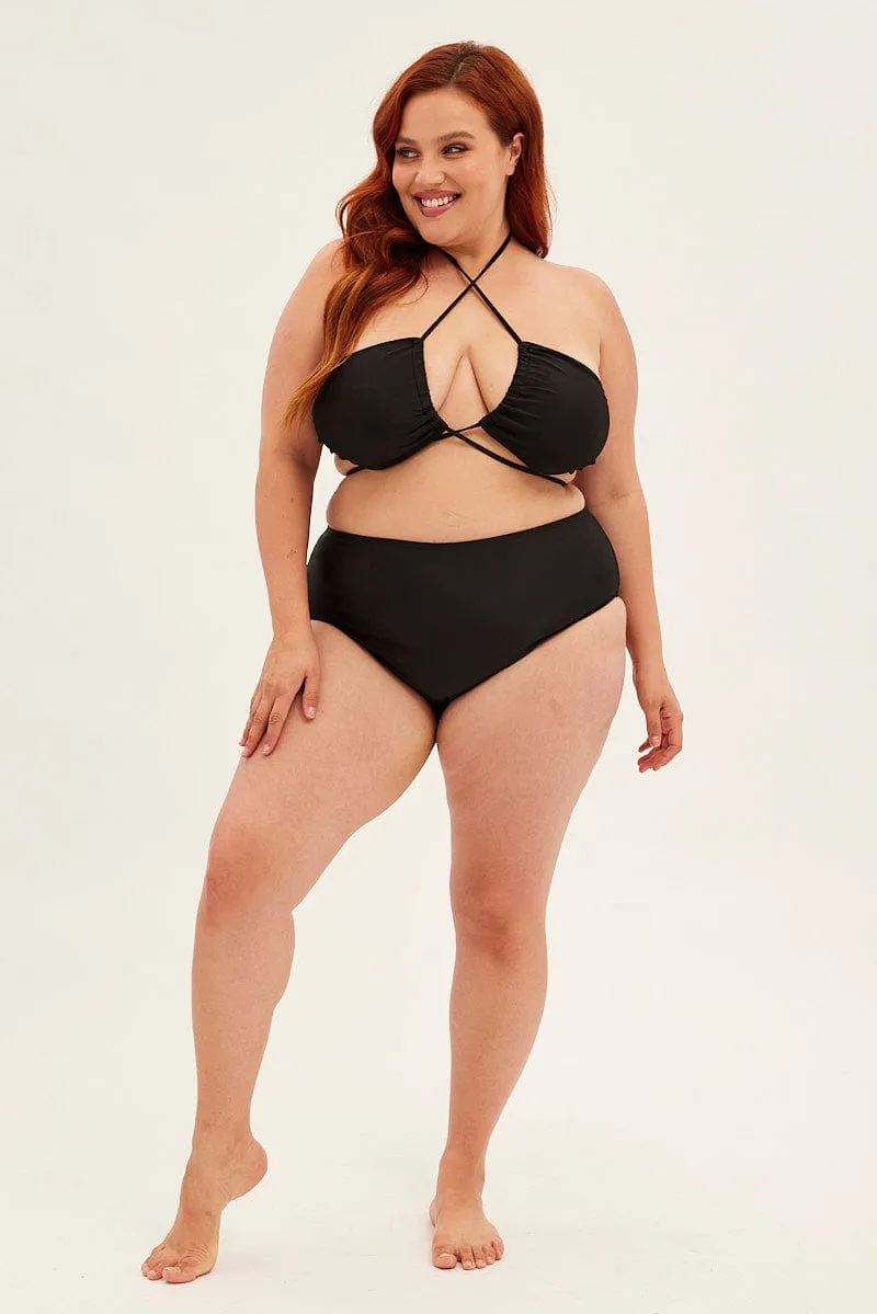 Black Crossover Wrap Front Bikini Set