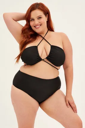 Black Crossover Wrap Front Bikini Set