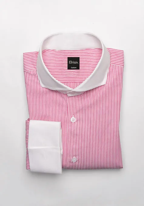 Bright Pink Narrow Stretch Stripes Shirt