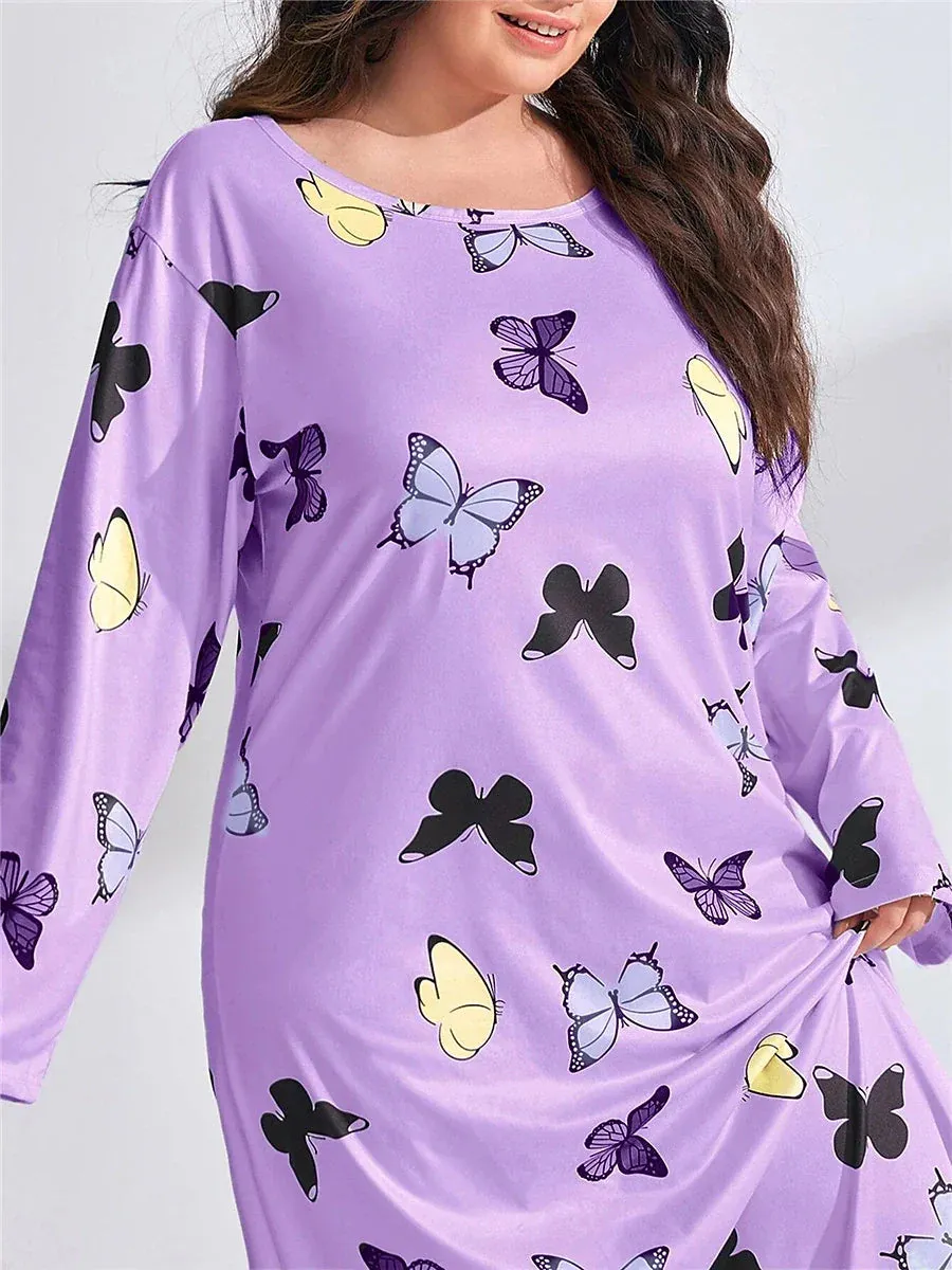 Butterfly Heart Women's Plus Size Nightshirt - Elegant and Comfortable Choice