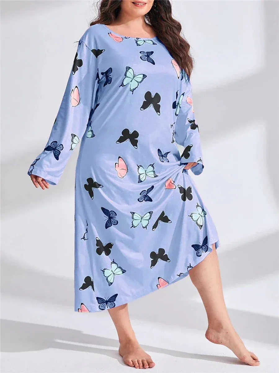 Butterfly Heart Women's Plus Size Nightshirt - Elegant and Comfortable Choice