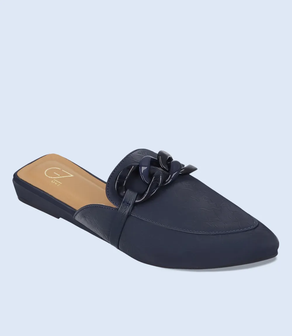 BW8157-NAVY-Women Casual Mules