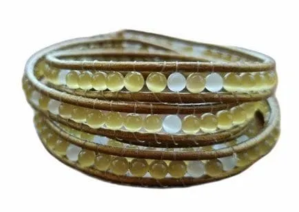 Cats eyes beige mix wrap bracelet