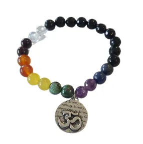 Chakra stone bracelet with ohm charm handmade