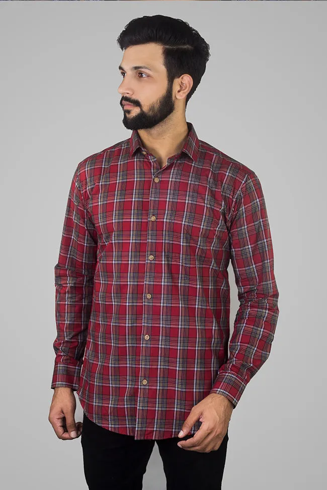 Check Shirt for Men - Best Men Checked Cotton Shirt Red